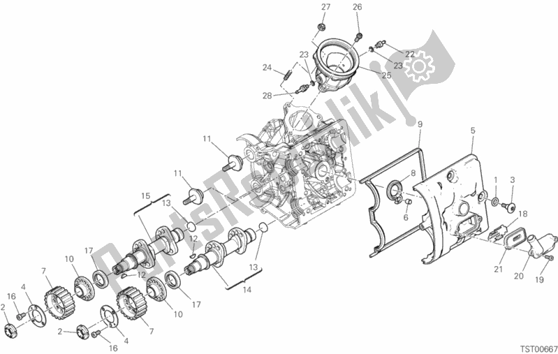 Tutte le parti per il Sistema Di Fasatura Testa Orizzontale del Ducati Multistrada 950 S SW Brasil 2020